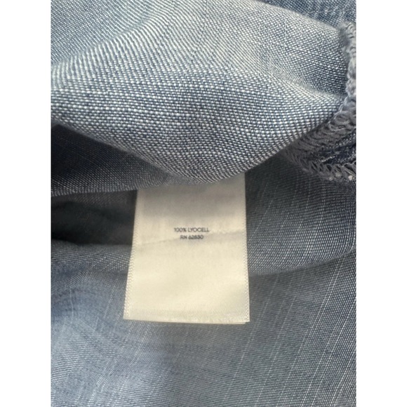 Lands' End Womens Chambray Midi Shirt Dress Size L Blue Short Sleeve Casual Work - Picture 11 of 13